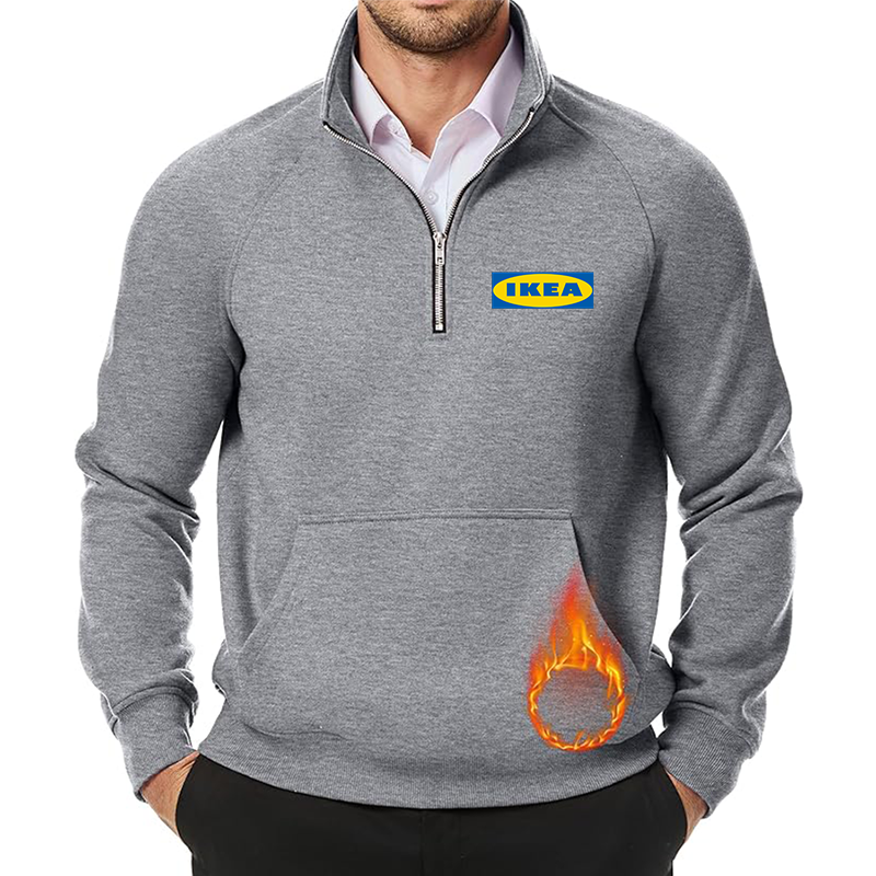 Men's IKEA JMIERR Quarter Zip Pullover Heavy Sweatshirts Warm Fleece Sweatshirt Polo