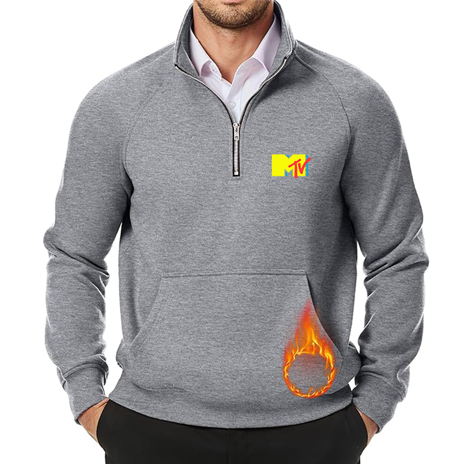 Men's M.T.V JMIERR Quarter Zip Pullover Heavy Sweatshirts Warm Fleece Sweatshirt Polo