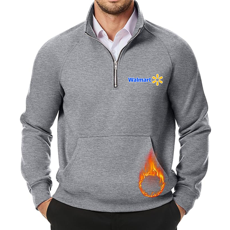 Men's Walmart JMIERR Quarter Zip Pullover Heavy Sweatshirts Warm Fleece Sweatshirt Polo