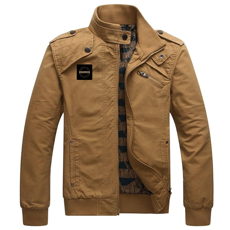 Men's Alphaland Dwar Casual Washed Cotton Military Outdoor Jackets with Shoulder Straps