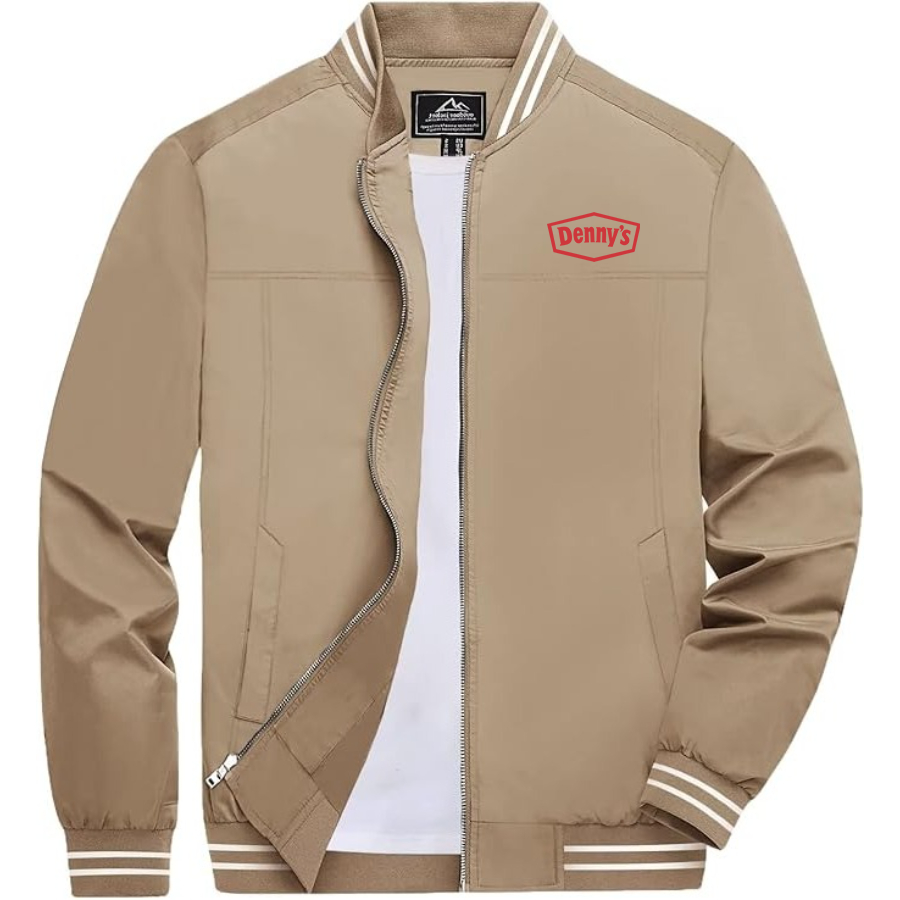 Men's Dennys Lightweight Zip-Up Bomber Jacket with Ribbed Collar and Cuffs Versatile Casual Outerwear