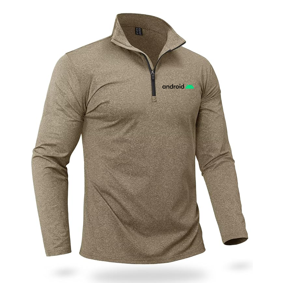 Men's Android Quarter Zip Pullover Premium Fleece Lined Heather Long Sleeve Golf Shirts Midweight 1/4 Half Zip Sweatshirts