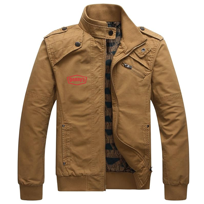 Men's Dennys Dwar Casual Washed Cotton Military Outdoor Jackets with Shoulder Straps
