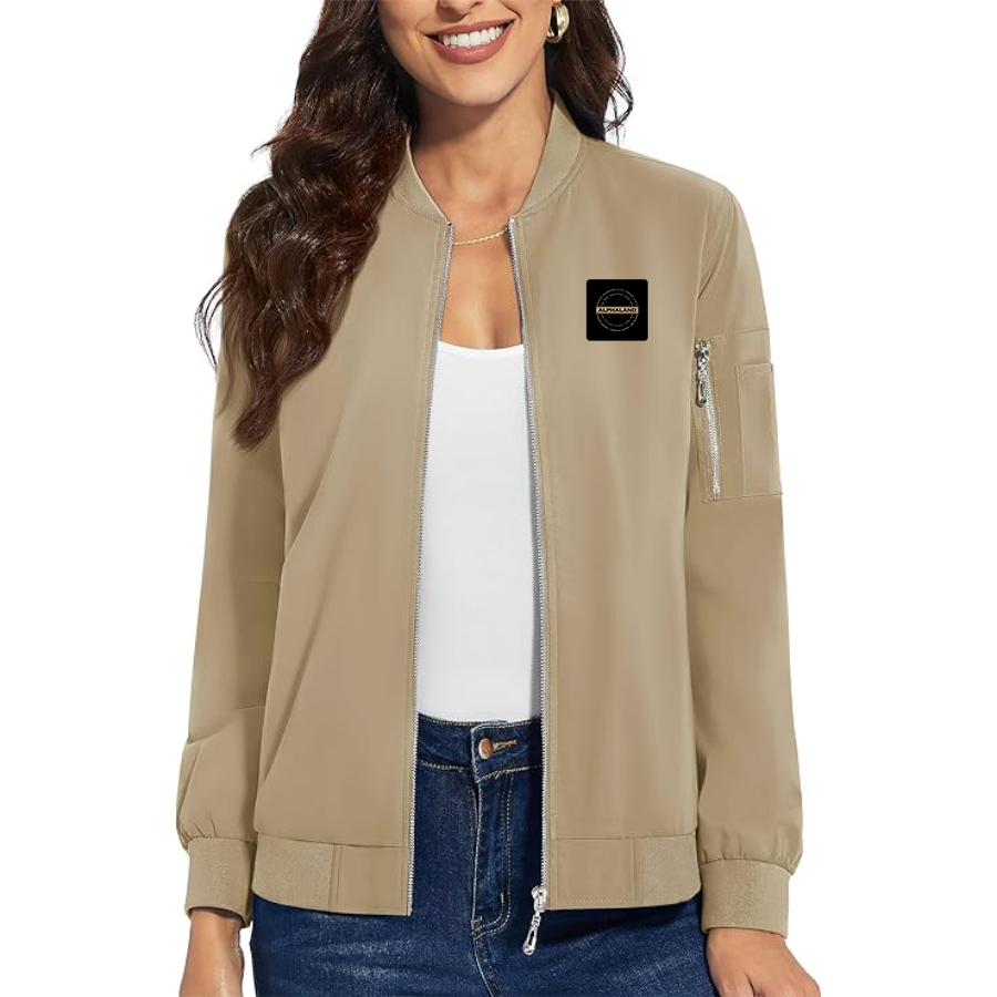 Women's Alphaland Premium Bomber Jacket with Polished Detailing and Functional Sleeve Pocket Modern Luxury Outerwear
