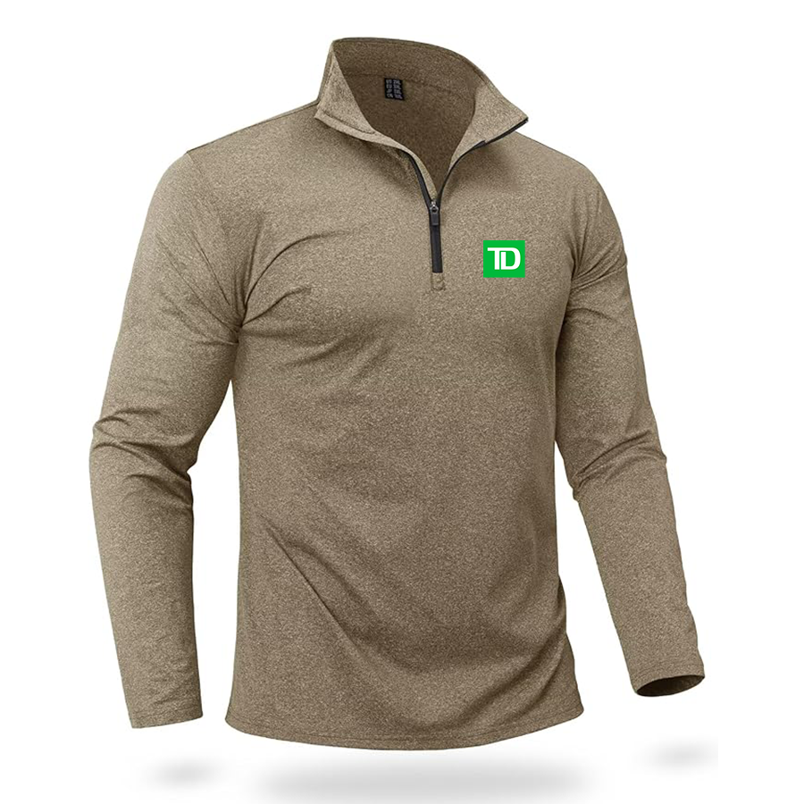 Men's TD Bank Quarter Zip Pullover Premium Fleece Lined Heather Long Sleeve Golf Shirts Midweight 1/4 Half Zip Sweatshirts
