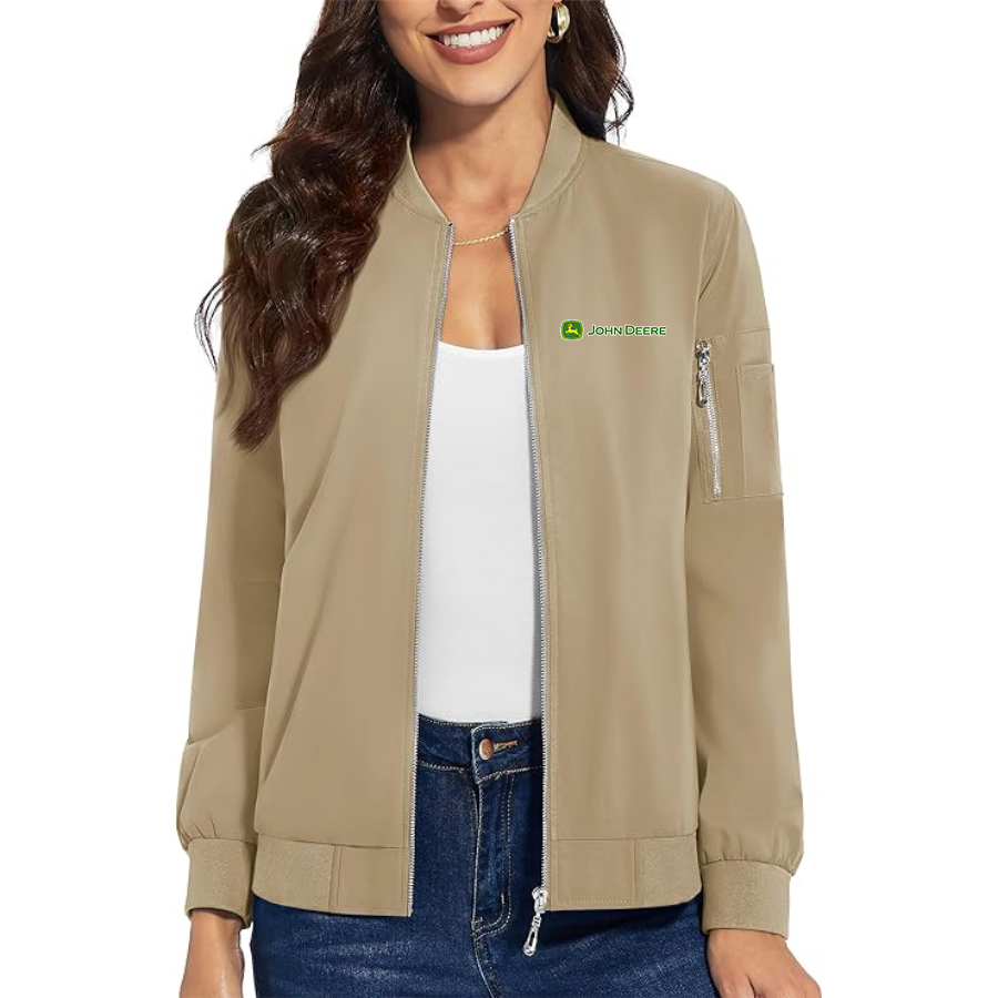 Women's John Deere Premium Bomber Jacket with Polished Detailing and Functional Sleeve Pocket Modern Luxury Outerwear