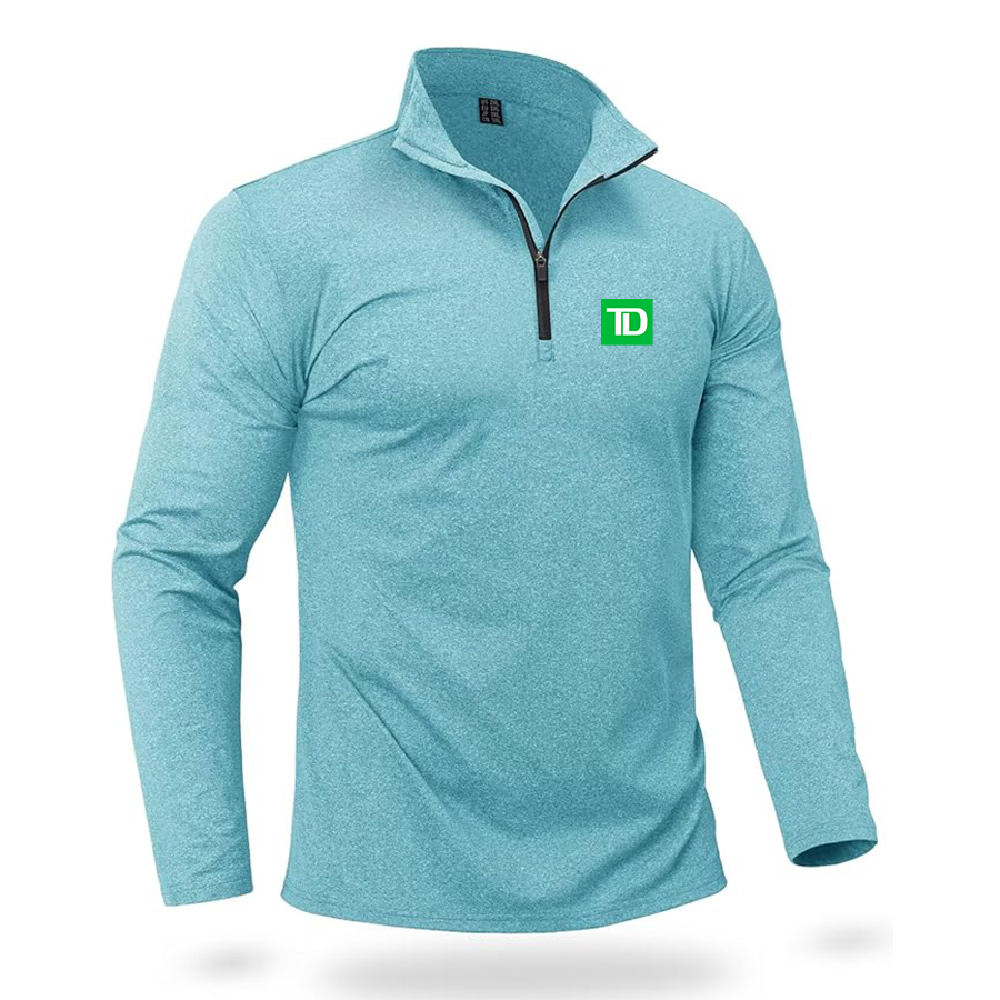 Men's TD Bank Quarter Zip Pullover Premium Fleece Lined Heather Long Sleeve Golf Shirts Midweight 1/4 Half Zip Sweatshirts