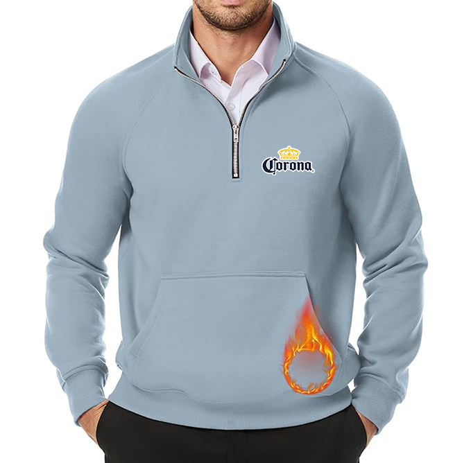 Men's Corona JMIERR Quarter Zip Pullover Heavy Sweatshirts Warm Fleece Sweatshirt Polo