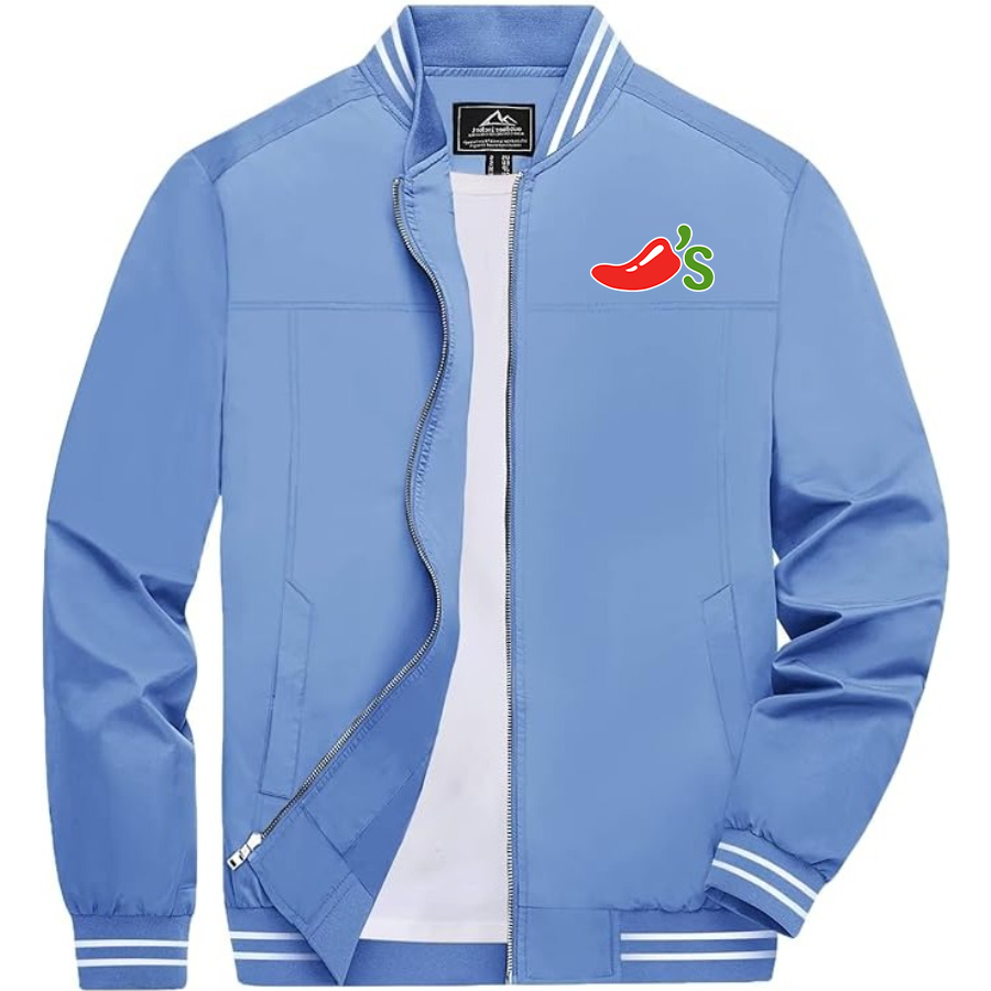Men's Chilis Lightweight Zip-Up Bomber Jacket with Ribbed Collar and Cuffs Versatile Casual Outerwear