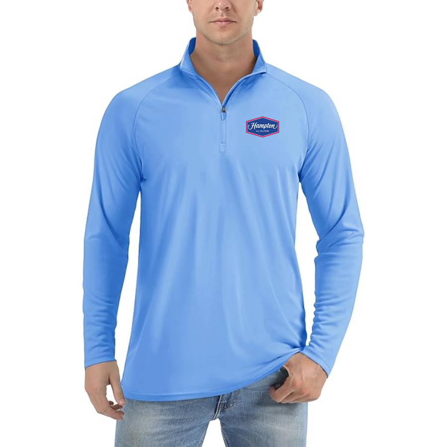 Men's Hampton Lightweight Quarter-Zip Athletic Shirt Long Sleeve Performance Wear