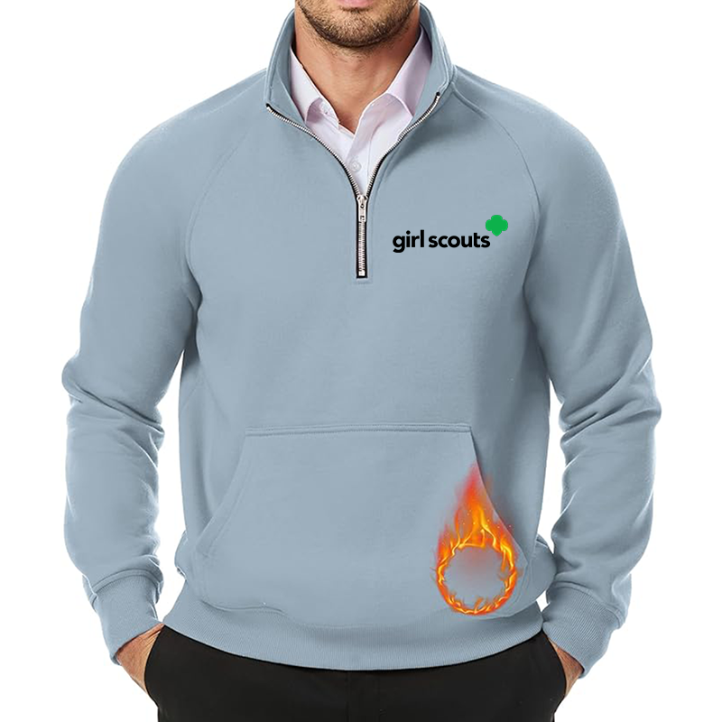 Men's Girl Scouts JMIERR Quarter Zip Pullover Heavy Sweatshirts Warm Fleece Sweatshirt Polo