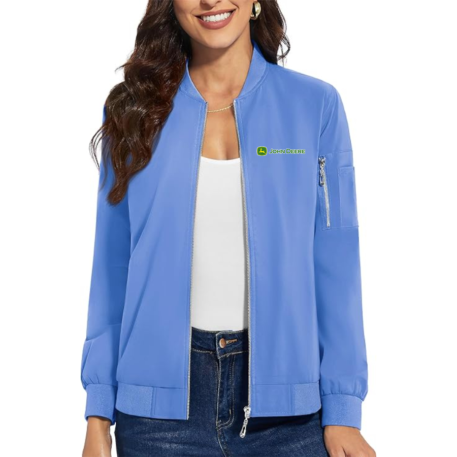 Women's John Deere Premium Bomber Jacket with Polished Detailing and Functional Sleeve Pocket Modern Luxury Outerwear