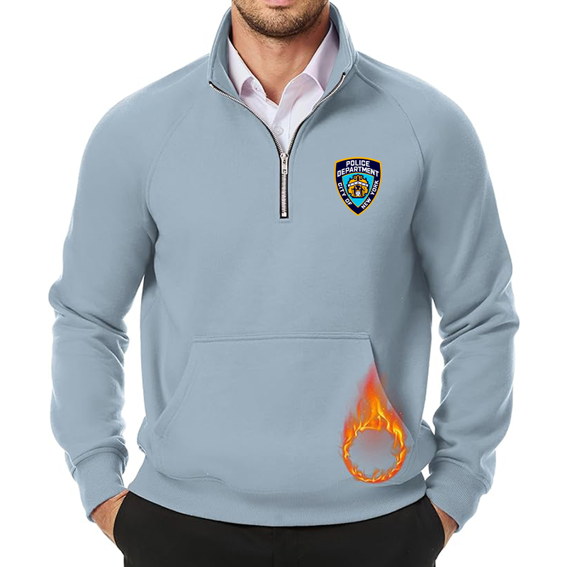 Men's NYPD JMIERR Quarter Zip Pullover Heavy Sweatshirts Warm Fleece Sweatshirt Polo