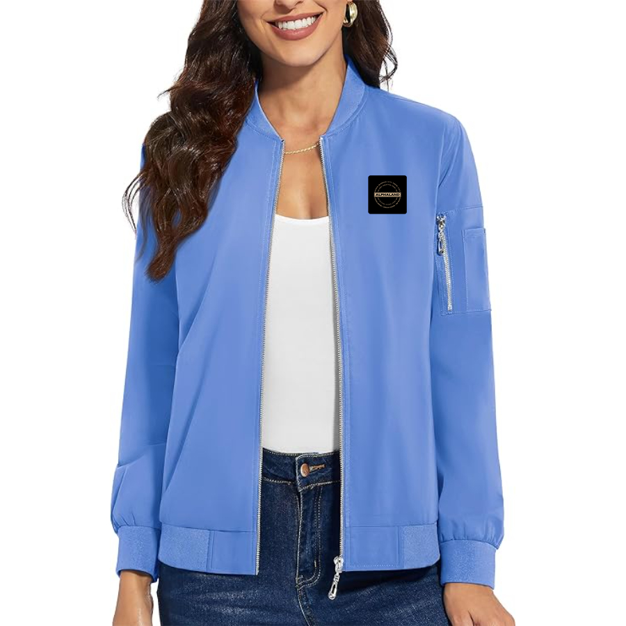Women's Alphaland Premium Bomber Jacket with Polished Detailing and Functional Sleeve Pocket Modern Luxury Outerwear