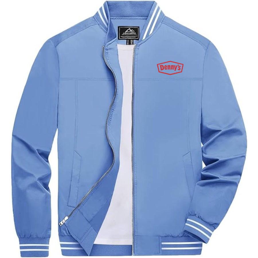 Men's Dennys Lightweight Zip-Up Bomber Jacket with Ribbed Collar and Cuffs Versatile Casual Outerwear
