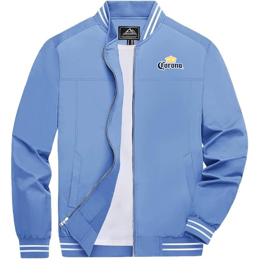 Men's Corona Lightweight Zip-Up Bomber Jacket with Ribbed Collar and Cuffs Versatile Casual Outerwear