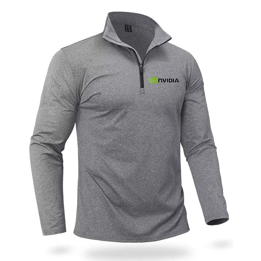 Men's NVIDIA Quarter Zip Pullover Premium Fleece Lined Heather Long Sleeve Golf Shirts Midweight 1/4 Half Zip Sweatshirts