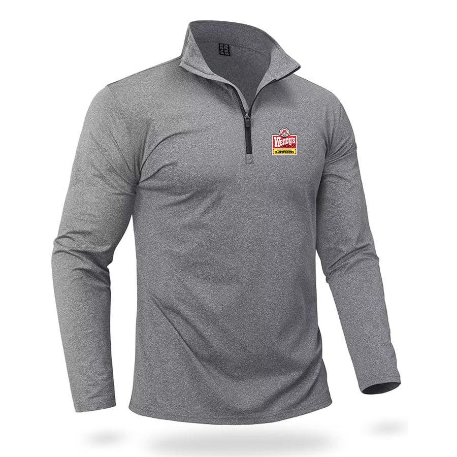 Men's Wendy's Quarter Zip Pullover Premium Fleece Lined Heather Long Sleeve Golf Shirts Midweight 1/4 Half Zip Sweatshirts