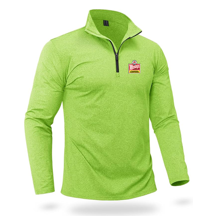 Men's Wendy's Quarter Zip Pullover Premium Fleece Lined Heather Long Sleeve Golf Shirts Midweight 1/4 Half Zip Sweatshirts
