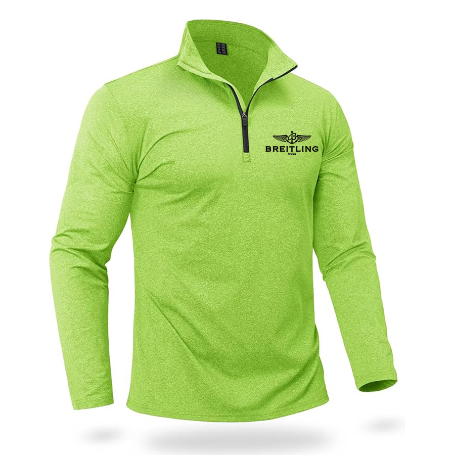 Men's Breitling Quarter Zip Pullover Premium Fleece Lined Heather Long Sleeve Golf Shirts Midweight 1/4 Half Zip Sweatshirts