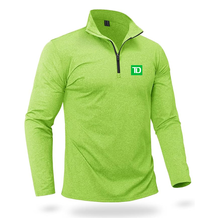 Men's TD Bank Quarter Zip Pullover Premium Fleece Lined Heather Long Sleeve Golf Shirts Midweight 1/4 Half Zip Sweatshirts