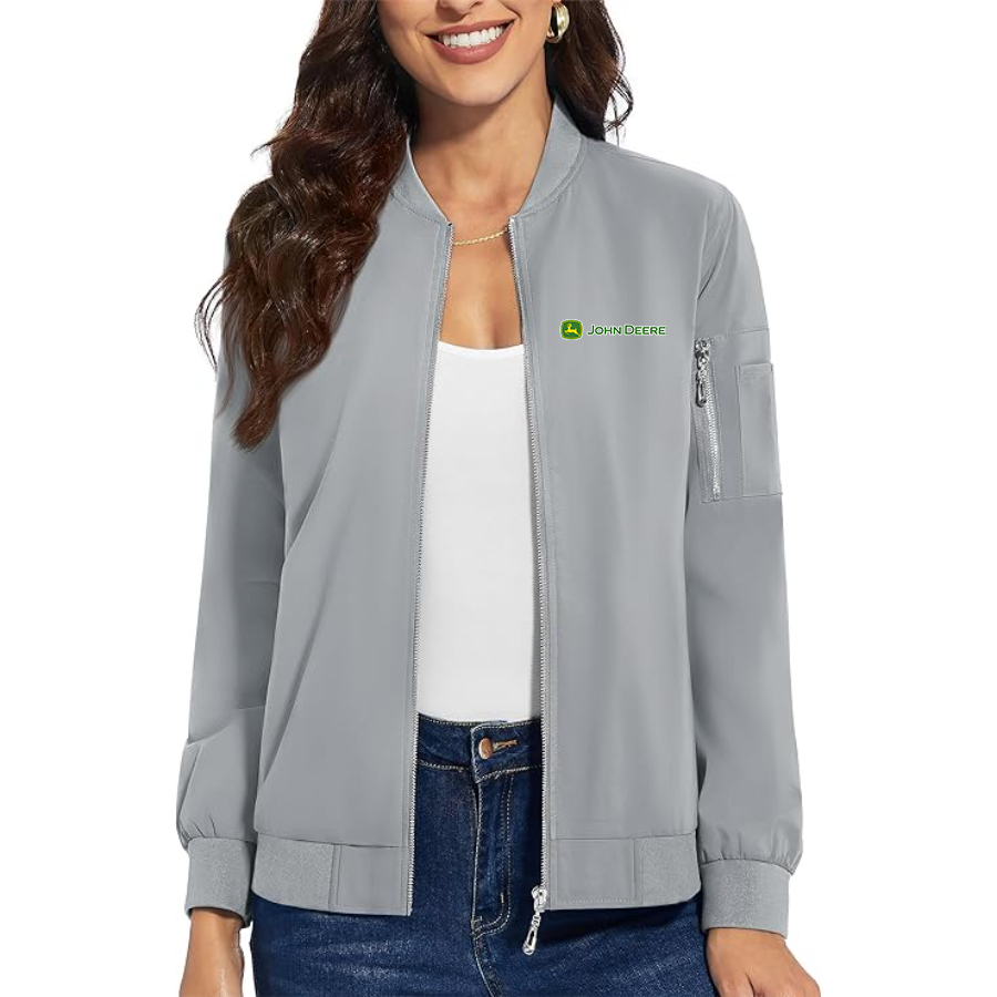 Women's John Deere Premium Bomber Jacket with Polished Detailing and Functional Sleeve Pocket Modern Luxury Outerwear