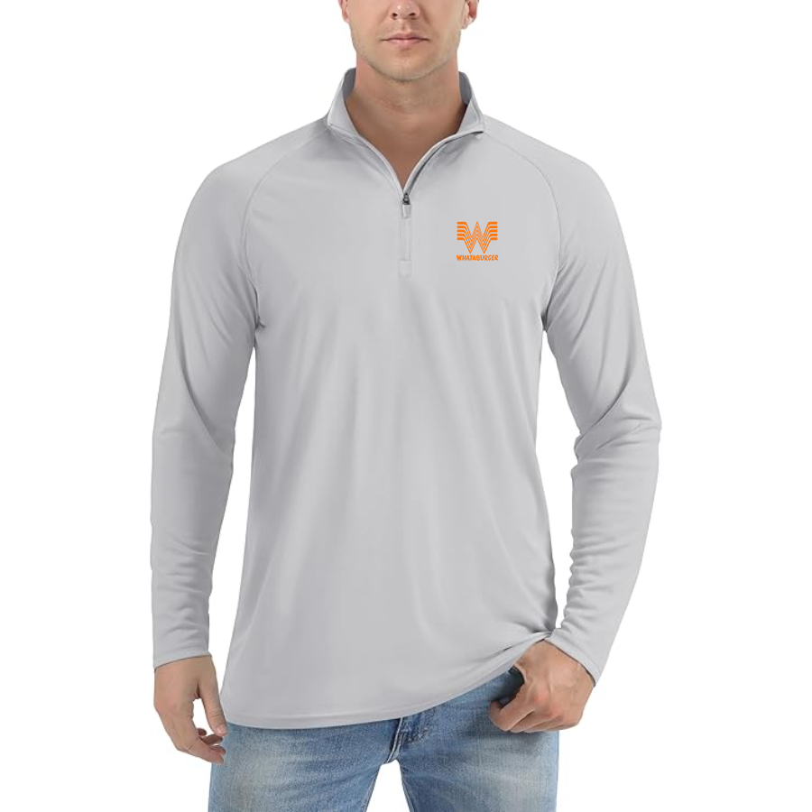 Men's What A Burger Lightweight Quarter-Zip Athletic Shirt Long Sleeve Performance Wear