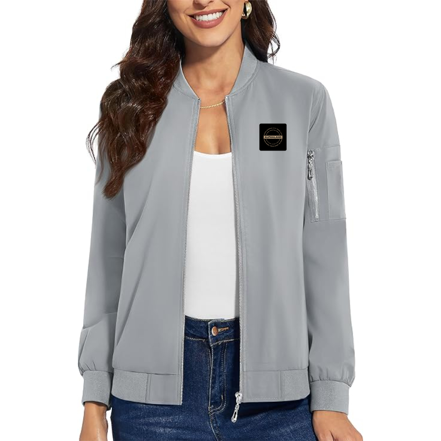 Women's Alphaland Premium Bomber Jacket with Polished Detailing and Functional Sleeve Pocket Modern Luxury Outerwear