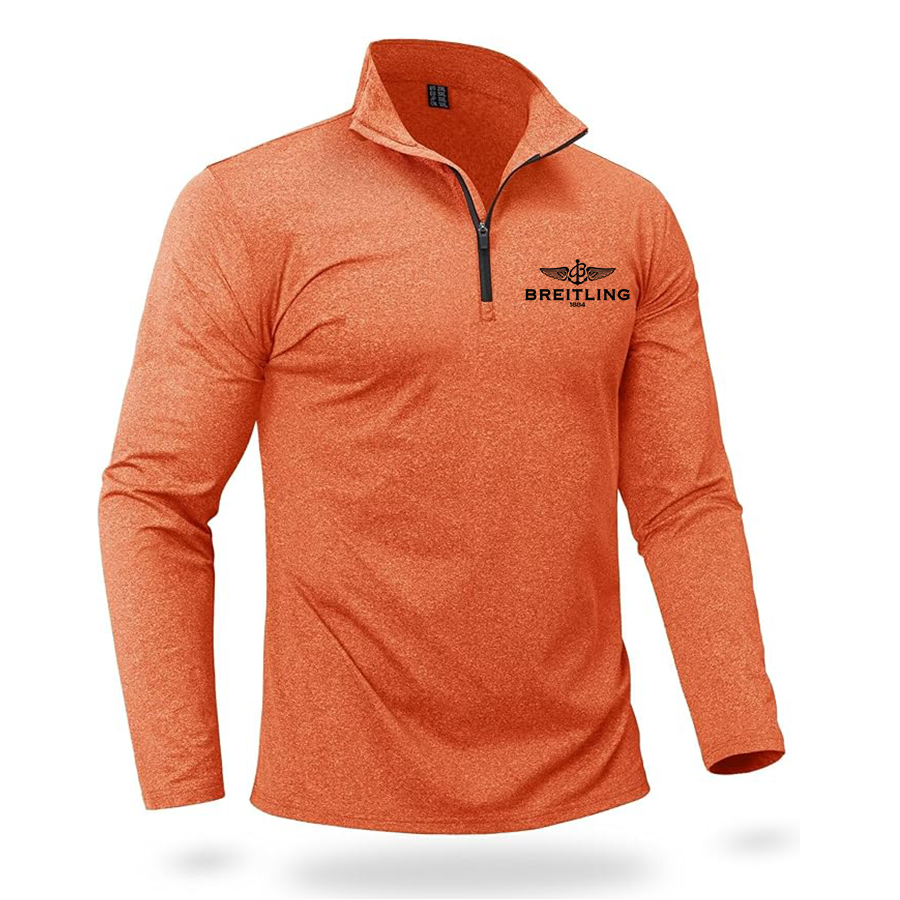 Men's Breitling Quarter Zip Pullover Premium Fleece Lined Heather Long Sleeve Golf Shirts Midweight 1/4 Half Zip Sweatshirts