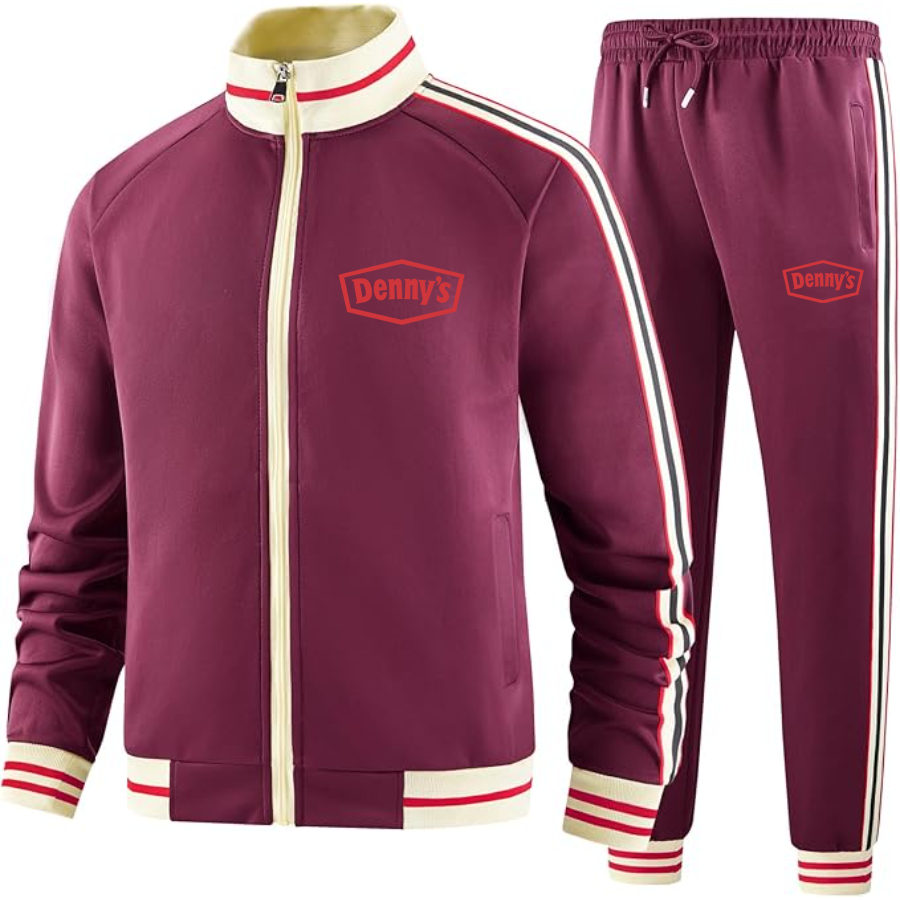 Men's Dennys Two-Piece Designer Tracksuit with Bold Striped Accents and Zippered Front Elevated Athletic Wear