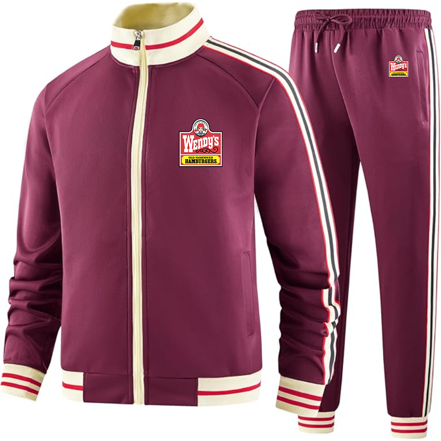 Men's Wendy's Two-Piece Designer Tracksuit with Bold Striped Accents and Zippered Front Elevated Athletic Wear
