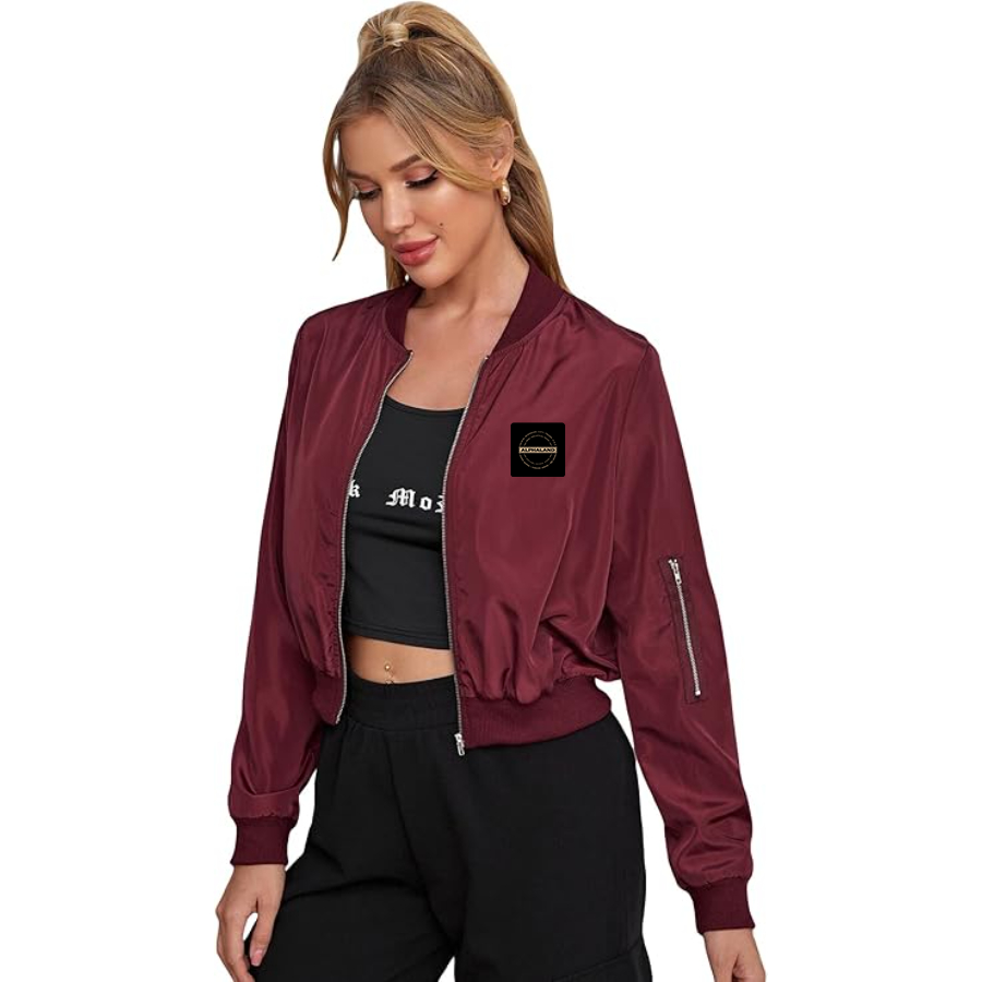 Women's Alphaland Lightweight Bomber Biker Jacket Zip up Windbreaker Crop Bomber Jacket Coat