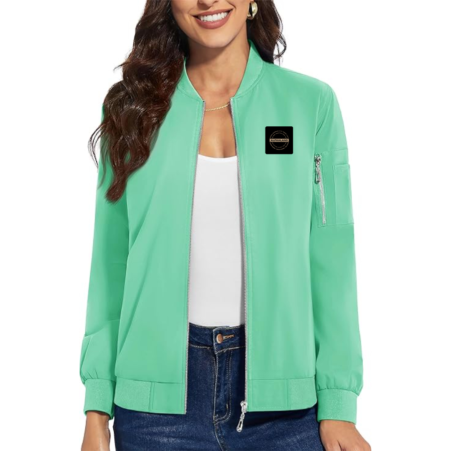 Women's Alphaland Premium Bomber Jacket with Polished Detailing and Functional Sleeve Pocket Modern Luxury Outerwear