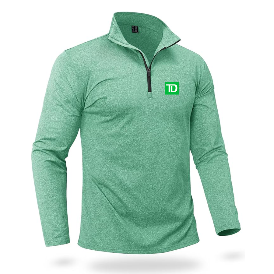 Men's TD Bank Quarter Zip Pullover Premium Fleece Lined Heather Long Sleeve Golf Shirts Midweight 1/4 Half Zip Sweatshirts