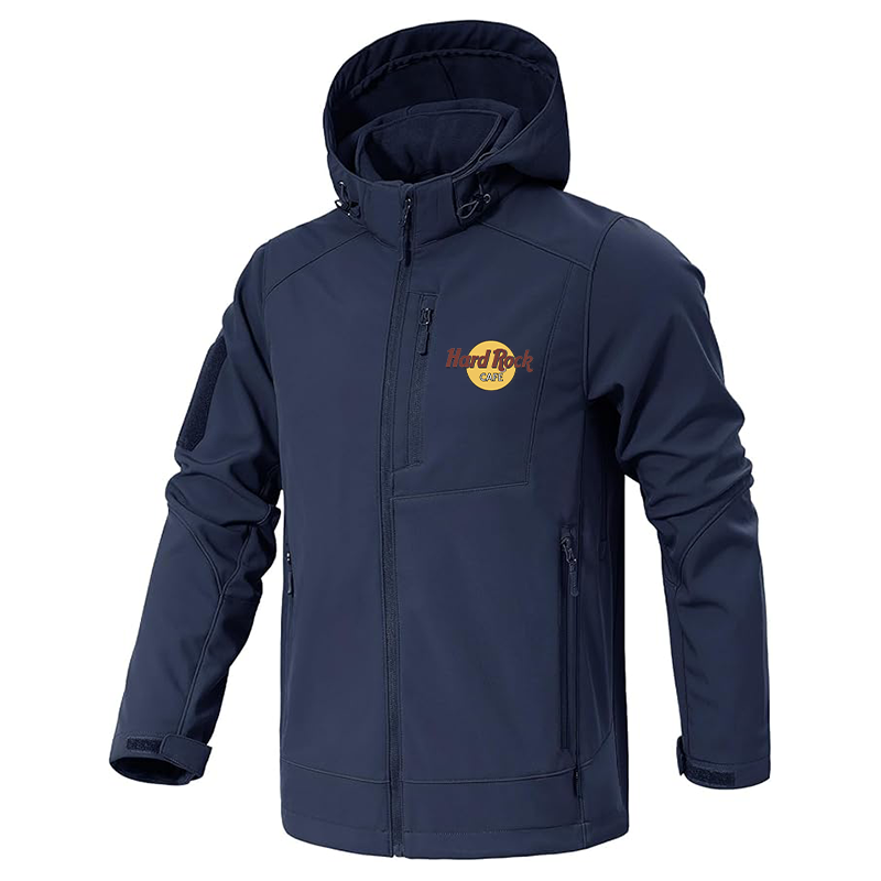 Men's Hard Rock Cafe Jacket Waterproof Hooded Coats Tactical Soft Shell Jackets
