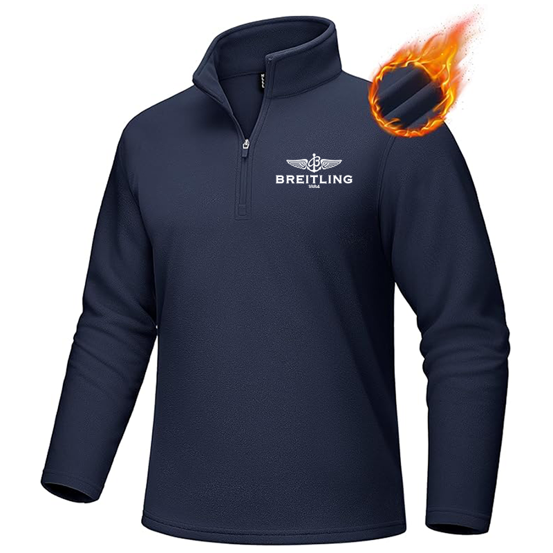 Men's Breitling MAGCOMSEN Quarter-Zip Pullover Polar Fleece Sweatshirt Stand Collar Long Sleeve Shirt for Men Thermal Winter Fall