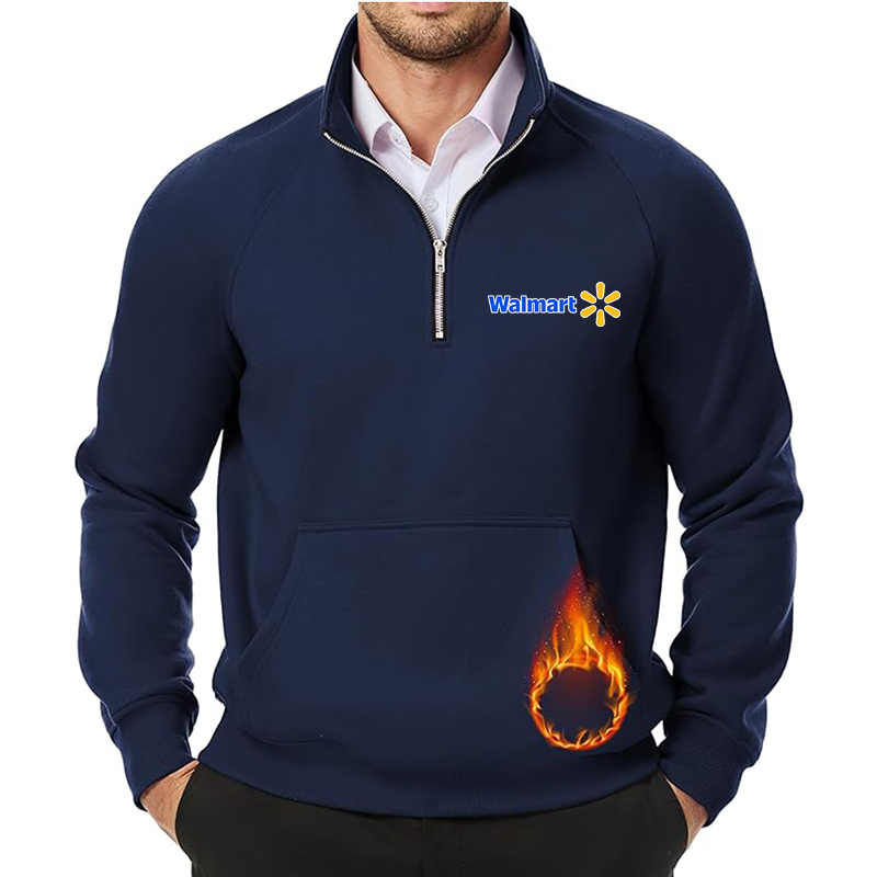 Men's Walmart JMIERR Quarter Zip Pullover Heavy Sweatshirts Warm Fleece Sweatshirt Polo
