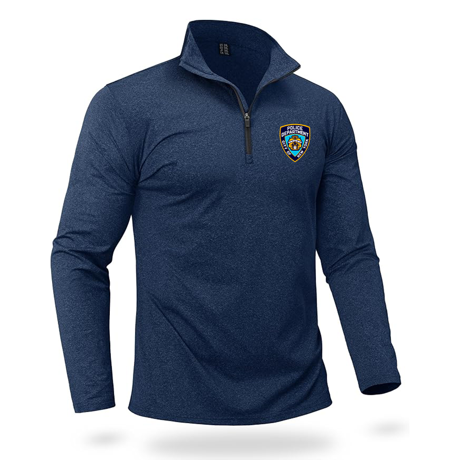 Men's NYPD Quarter Zip Pullover Premium Fleece Lined Heather Long Sleeve Golf Shirts Midweight 1/4 Half Zip Sweatshirts