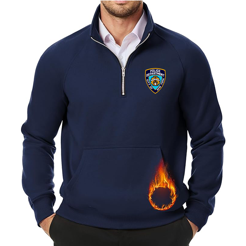 Men's NYPD JMIERR Quarter Zip Pullover Heavy Sweatshirts Warm Fleece Sweatshirt Polo