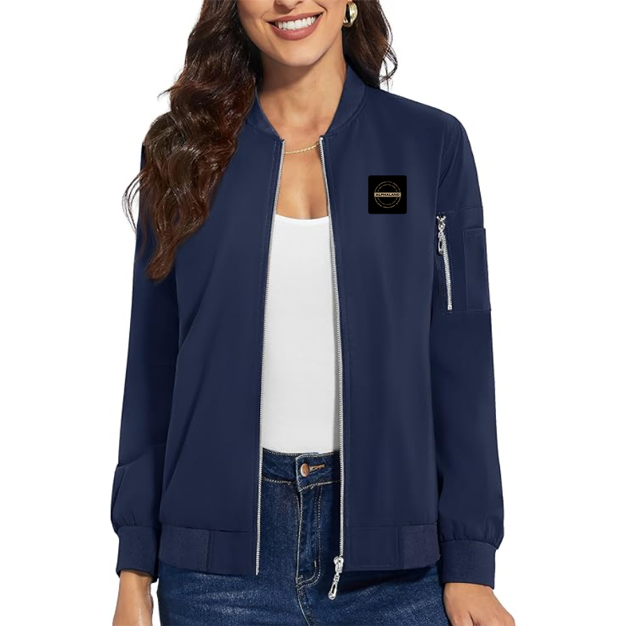 Women's Alphaland Premium Bomber Jacket with Polished Detailing and Functional Sleeve Pocket Modern Luxury Outerwear