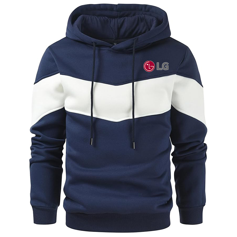 Men's LG Gesean Novelty Color Block Pullover Fleece Hoodie Long Sleeve Casual Sweatshirt with Pocket