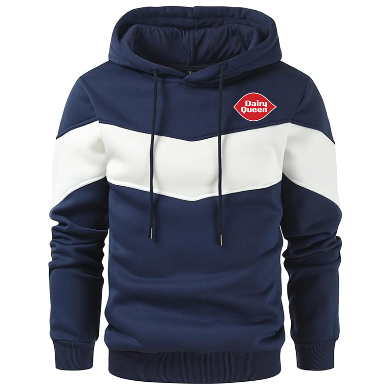 Men's Dairy Queen Gesean Novelty Color Block Pullover Fleece Hoodie Long Sleeve Casual Sweatshirt with Pocket