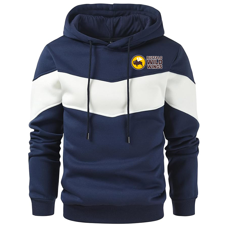 Men's Buffalo Wild Wings Gesean Novelty Color Block Pullover Fleece Hoodie Long Sleeve Casual Sweatshirt with Pocket