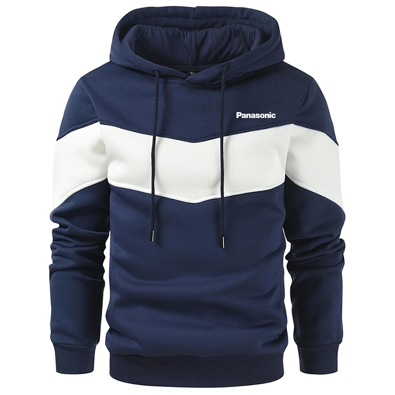 Men's Panasonic Gesean Novelty Color Block Pullover Fleece Hoodie Long Sleeve Casual Sweatshirt with Pocket
