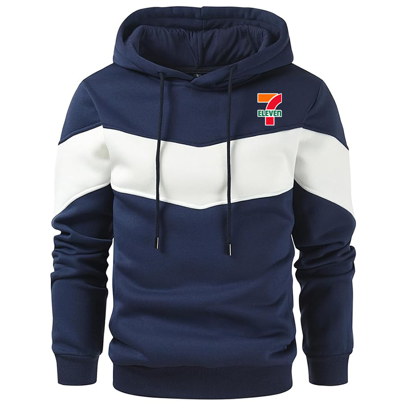 Men's 7-Eleven Gesean Novelty Color Block Pullover Fleece Hoodie Long Sleeve Casual Sweatshirt with Pocket