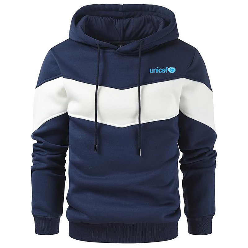 Men's UNICEF Gesean Novelty Color Block Pullover Fleece Hoodie Long Sleeve Casual Sweatshirt with Pocket