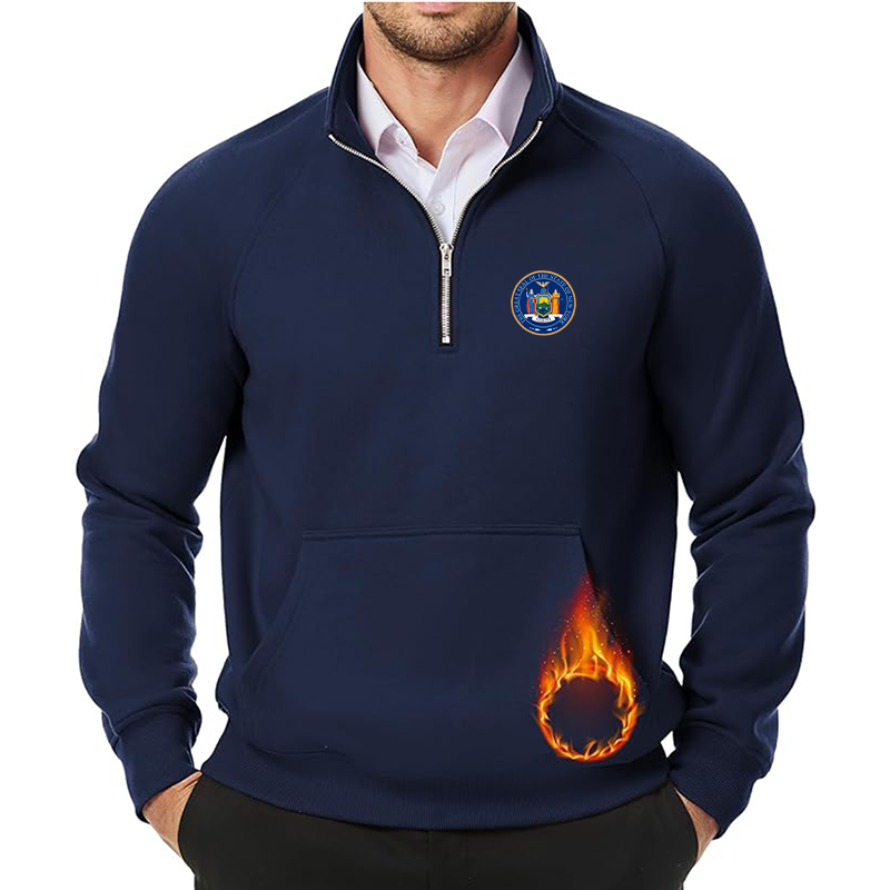 Men's New York JMIERR Quarter Zip Pullover Heavy Sweatshirts Warm Fleece Sweatshirt Polo