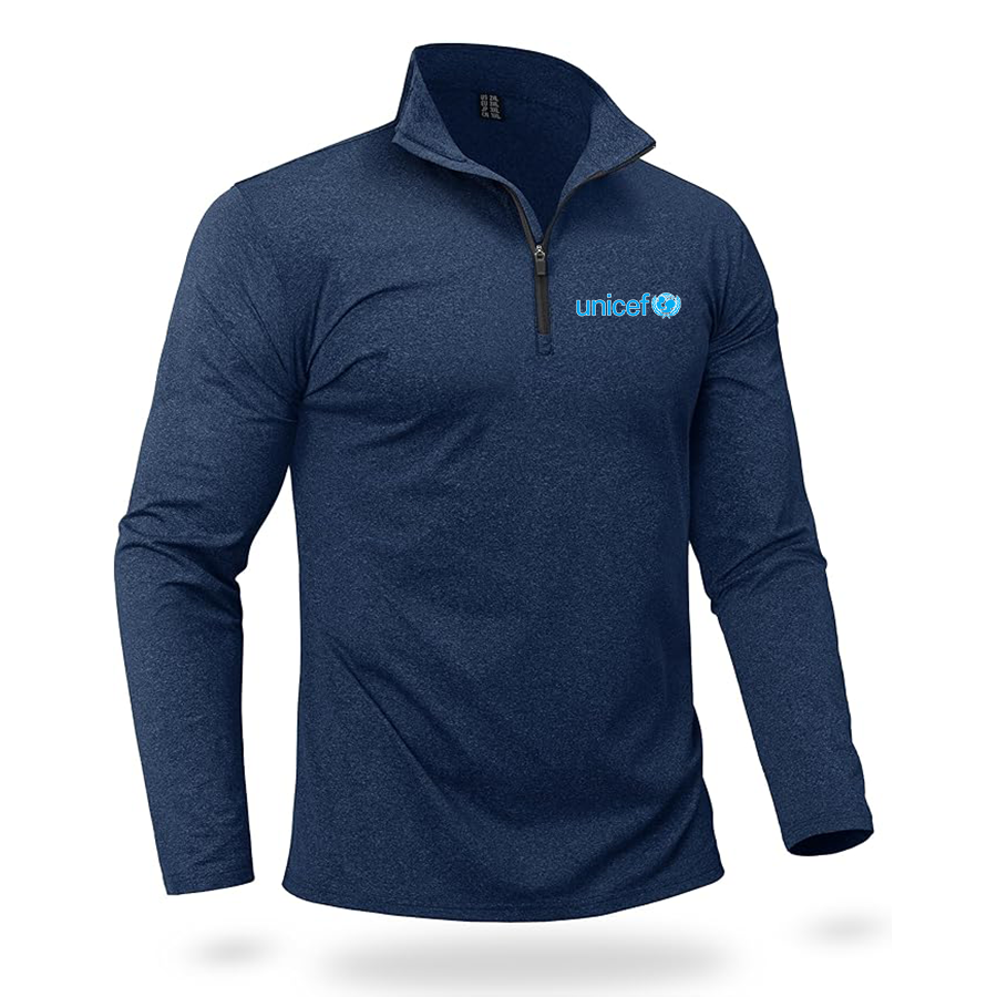 Men's UNICEF Quarter Zip Pullover Premium Fleece Lined Heather Long Sleeve Golf Shirts Midweight 1/4 Half Zip Sweatshirts