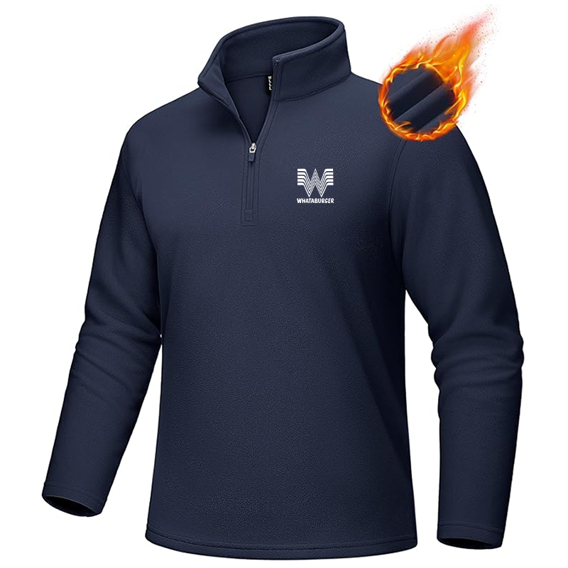 Men's What A Burger MAGCOMSEN Quarter-Zip Pullover Polar Fleece Sweatshirt Stand Collar Long Sleeve Shirt for Men Thermal Winter Fall