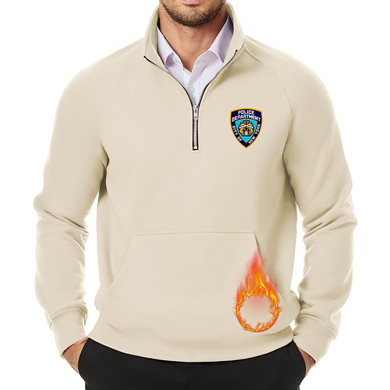 Men's NYPD JMIERR Quarter Zip Pullover Heavy Sweatshirts Warm Fleece Sweatshirt Polo